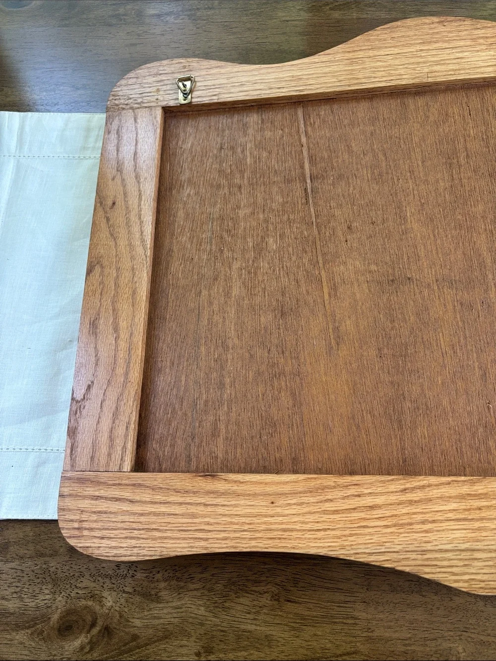 Vintage Oak Wood Wall Organizer with Cork Board, Mail Slots, and Key Hooks 22x16
